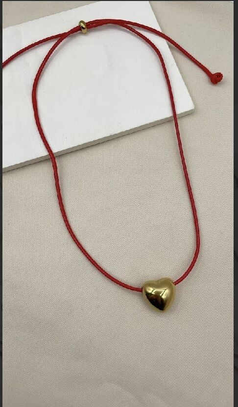 Gold Kırmızı Kalpli Kolye