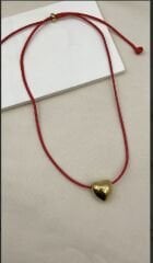 Gold Kırmızı Kalpli Kolye