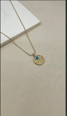 Gold Turkuaz Taşlı Kolye