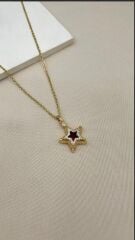 Gold Taşlı Yıldız Kolye