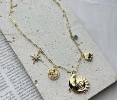 Gold Güneş Yüzlü Kolye