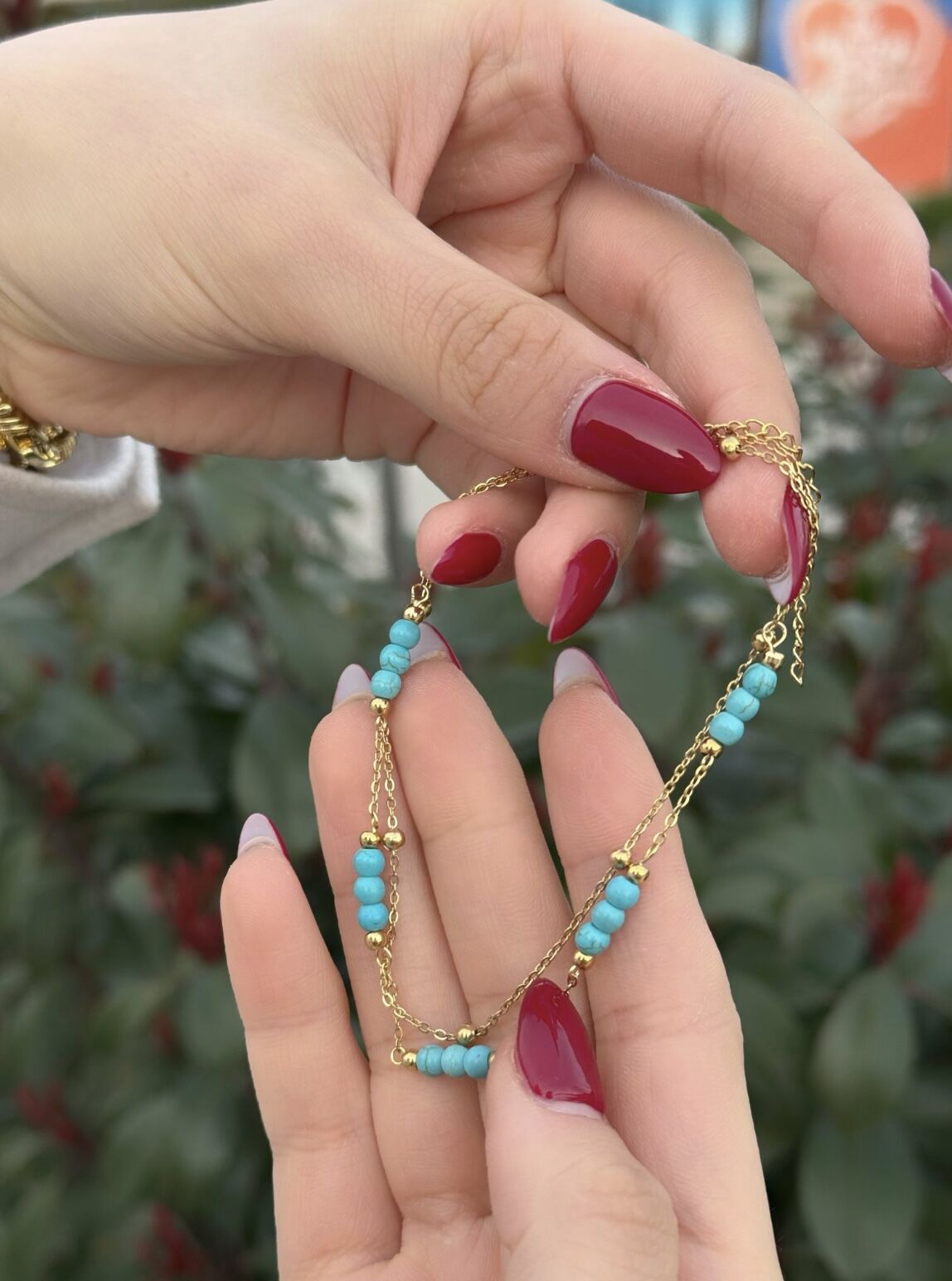 Gold 2li Turkuaz Taşlı Halhal