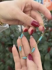 Gold 2li Turkuaz Taşlı Halhal