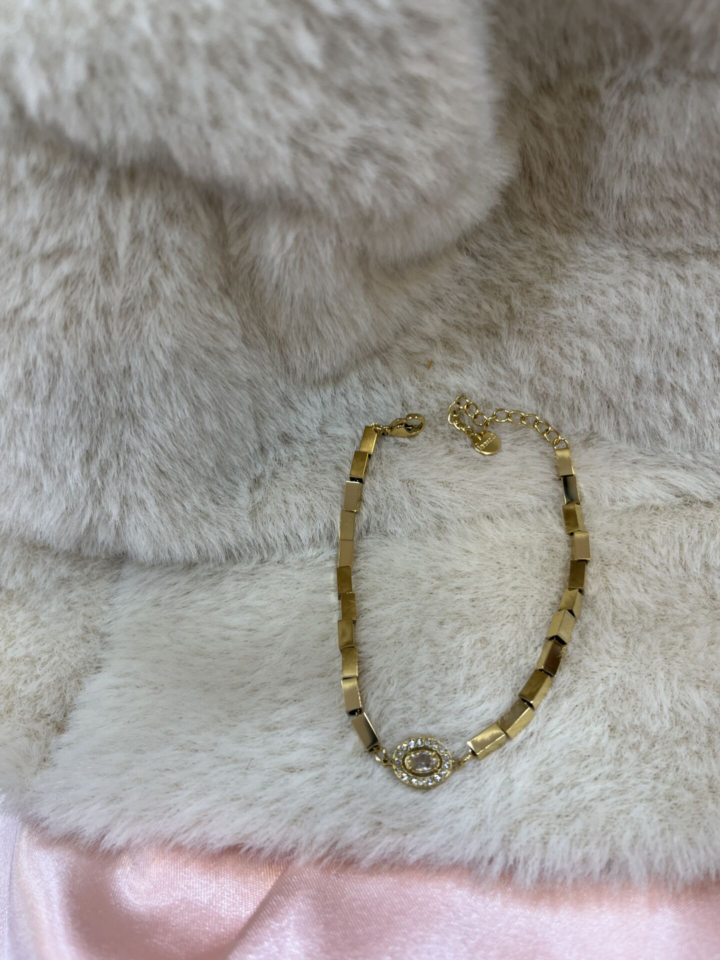 Gold Yuvarlak Taşlı  Bileklik