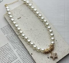 İncili Yıldız Kolye