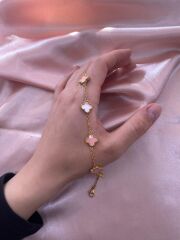 Gold Pembe Yonca Bileklik