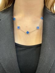 Mavi  Renkli Yonca Kolye