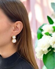 Gold Sedef Taşlı Küpe