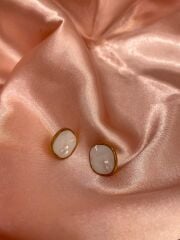 Gold Kare Sedefli Küpe