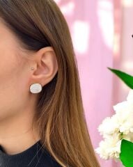 Gold Kare Sedefli Küpe