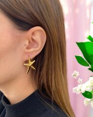 Gold Deniz Yıldızlı Küpe