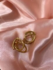 Gold Geometrik Küpe