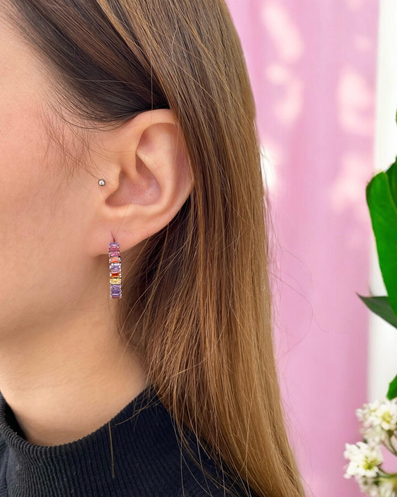 Renkli Taşlı Suyolu Küpe