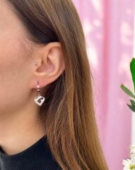 Taşlı Kalpli Küpe