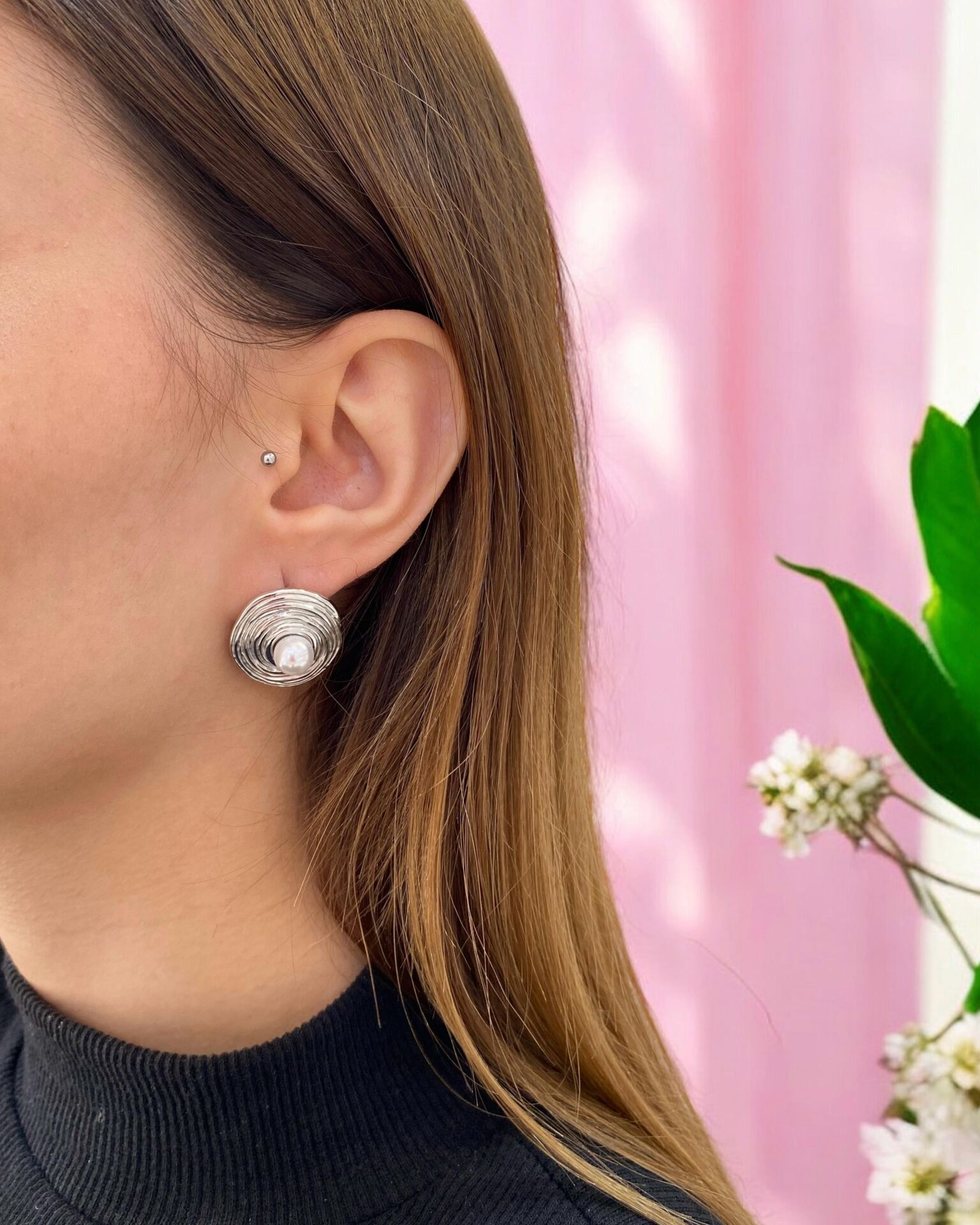 Yuvarlak İnci Küpe