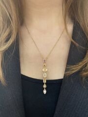 Gold Taşlı Y Kolye