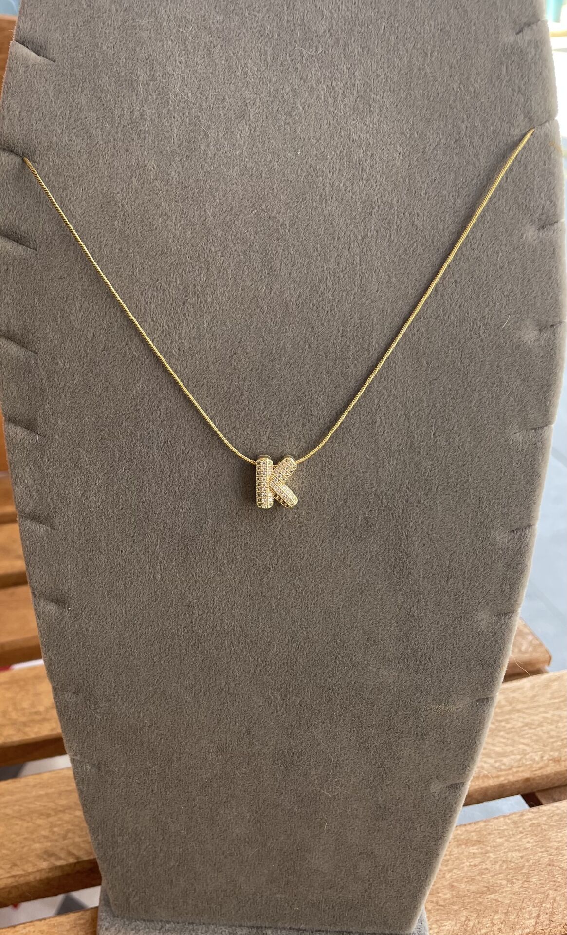 Gold K Harfli Kolye