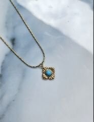 Mavi  Taşlı Gold Kolye