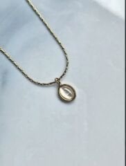 Beyaz Taşlı Gold Kolye